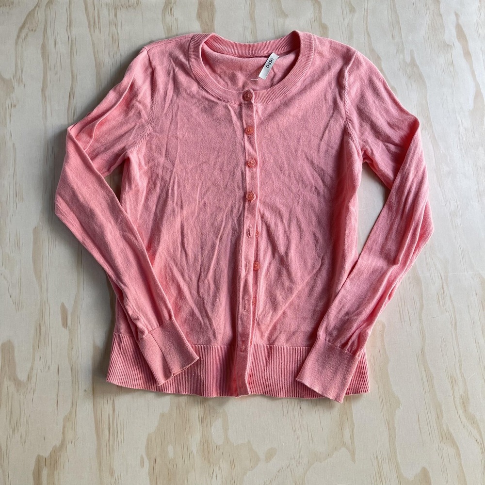 Oasis Cardigan Sweater Womens Medium Pink Button Front Lightweight Knit
